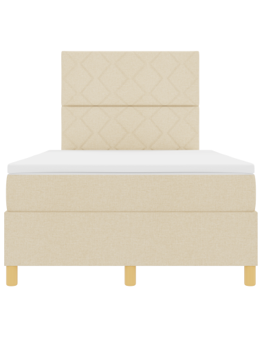 Letto a Sorgente LED con materasso Crema 120 x 200 cm Tessuto