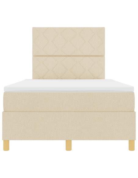 Letto Box Spring con Materasso & LED Panna 120x200 cm Tessuto