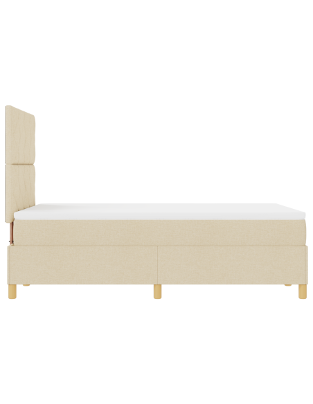 Letto Box Spring con Materasso & LED Panna 120x200 cm Tessuto