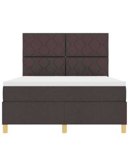 Letto con Box Spring e Materasso LED Marrone Scuro 140x190 cm Tessuto