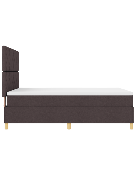 Letto con Box Spring e Materasso LED Marrone Scuro 140x190 cm Tessuto