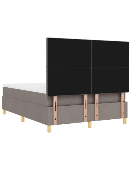 Letto Box Spring con Materasso e LED Tortora 140x190 cm Tessuto