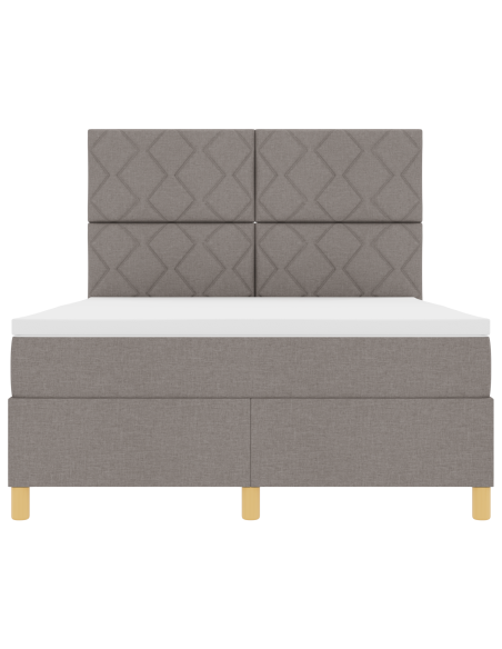 Letto Box Spring con Materasso e LED Tortora 140x190 cm Tessuto