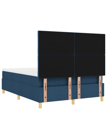 Letto con Box Spring e luce LED blu 140x190 cm tessuto