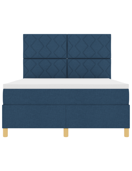 Letto con Box Spring e luce LED blu 140x190 cm tessuto