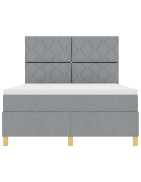 Letto con box spring con materasso e luci LED grigio chiaro 140x200 cm in tessuto