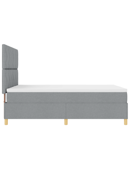 Letto con box spring con materasso e luci LED grigio chiaro 140x200 cm in tessuto