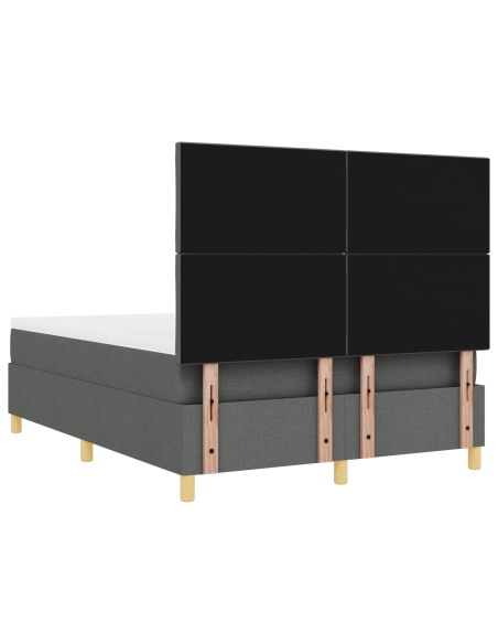 Letto box spring con materasso e LED Grigio scuro 140x200 cm Tessuto