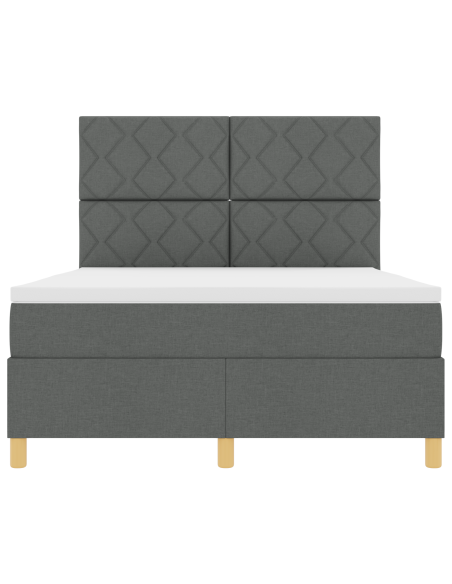 Letto box spring con materasso e LED Grigio scuro 140x200 cm Tessuto