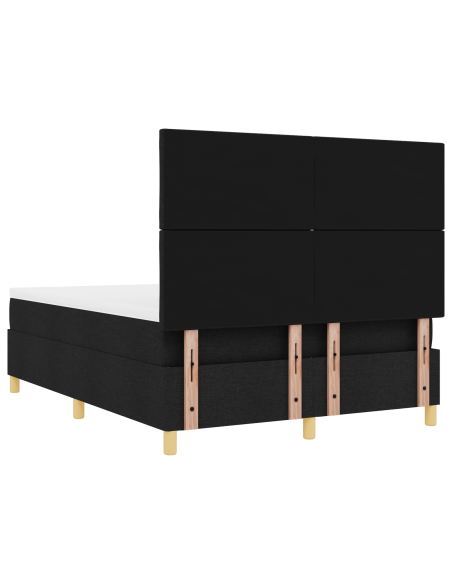 Letto a molle con materasso e LED Nero 140x200 cm Tessuto