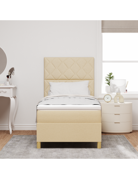 Letto Box Sprig con materasso e LED panna 90x200 cm