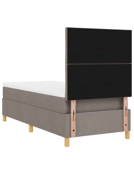 Letto con Box Spring e Materasso & LED Tortora 90x200 cm Tessuto