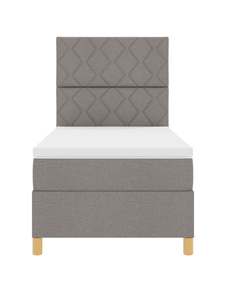 Letto con Box Spring e Materasso & LED Tortora 90x200 cm Tessuto