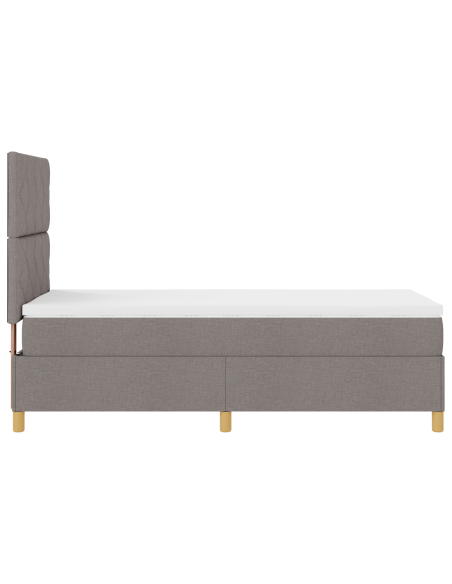 Letto con Box Spring e Materasso & LED Tortora 90x200 cm Tessuto