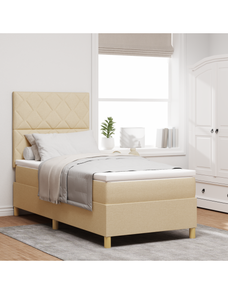 Letto Box Sprig con materasso e LED panna 90x200 cm