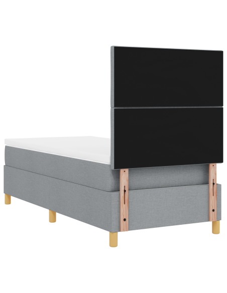 Letto Box Spring con Materasso & Grigio Chiaro 100x200 cm in Tessuto