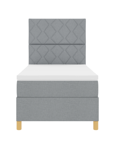 Letto a Sorgente LED Grigio chiaro 100 x 200 cm Tessuto