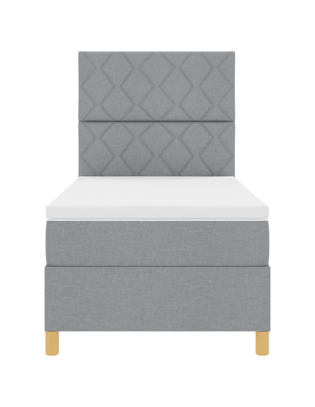 Letto Box Spring con Materasso & Grigio Chiaro 100x200 cm in Tessuto