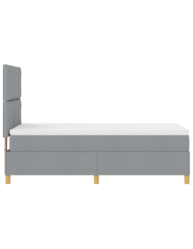 Letto a Sorgente LED Grigio chiaro 100 x 200 cm Tessuto