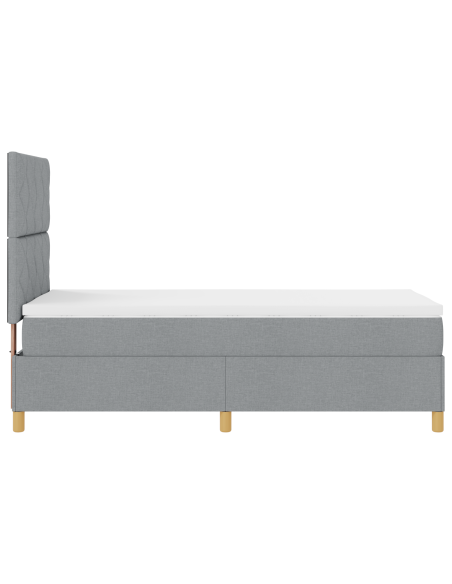 Letto Box Spring con Materasso & Grigio Chiaro 100x200 cm in Tessuto