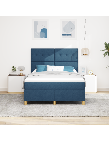 Letto a molle ortopedico con materasso e LED blu 140x200 cm in tessuto