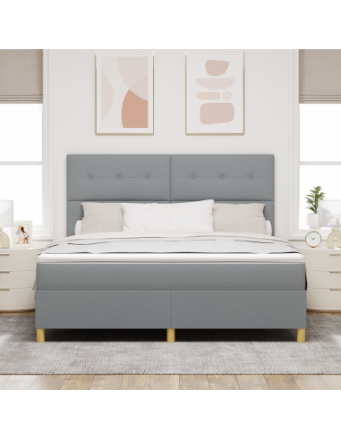 Letto a Sorgente LED Grigio chiaro 180 x 200 cm Tessuto
