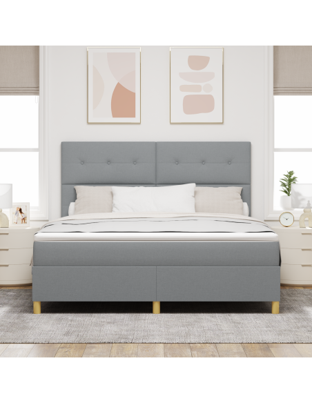 Letto con sommier con materasso & LED grigio chiaro 180x200 cm Tessuto