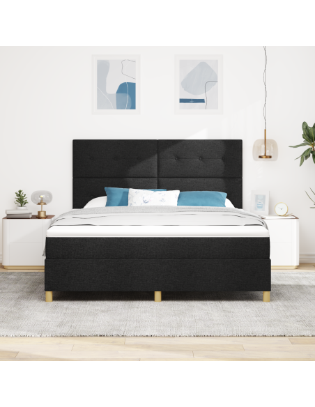 Letto a Sorgente LED con materasso Nero 180 x 200 cm Tessuto