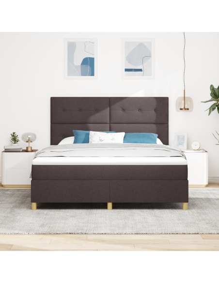Rete a Molle con Materasso e LED Marrone Scuro 180x200 cm Tessuto
