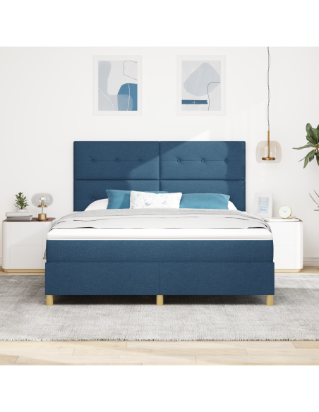 Letto con rete a molle con materasso & LED blu 180x200 cm tessuto