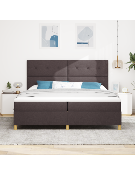 Letto a Box con Materasso & LED Marrone Scuro 200x200 cm Tessuto