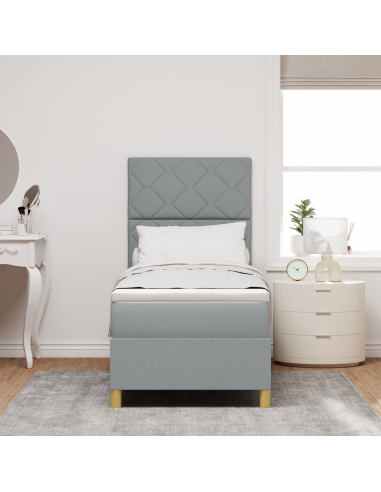 Letto a Sorgente LED Grigio chiaro 80 x 200 cm Tessuto