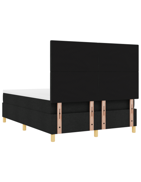 Letto a Sorgente LED con materasso Nero 140 x 200 cm Tessuto