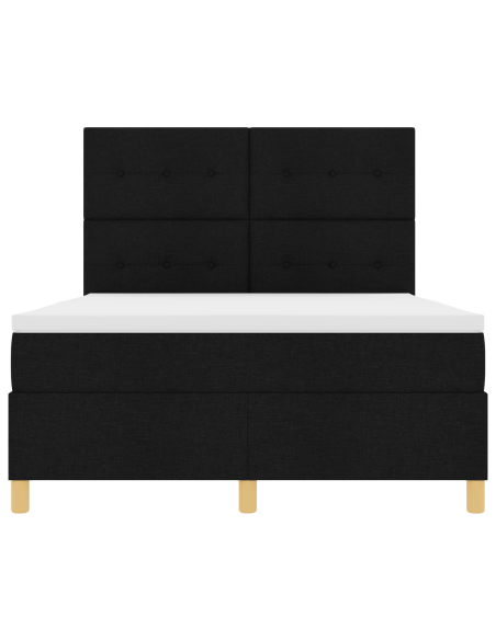 Letto Box Spring con Materasso e LED Nero 140x200 cm Tessuto