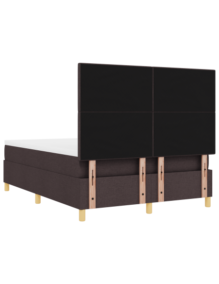 Letto a Sorgente LED Marrone Scuro 140 x 200 cm Tessuto