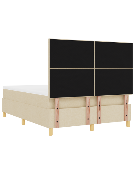 Letto Box Spring con Materasso e LED Crema 140x200 cm Tessuto