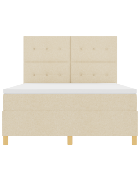 Letto Box Spring con Materasso e LED Crema 140x200 cm Tessuto