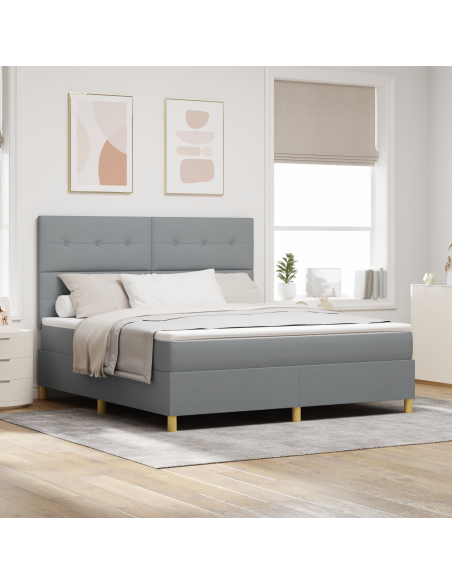 Letto con sommier con materasso & LED grigio chiaro 180x200 cm Tessuto
