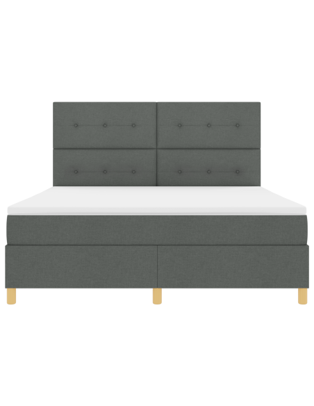 Letto a Sorgente LED Grigio scuro 180 x 200 cm Tessuto