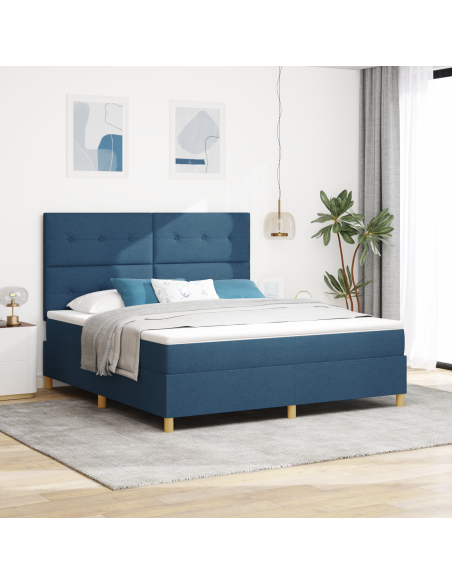 Letto con rete a molle con materasso & LED blu 180x200 cm tessuto