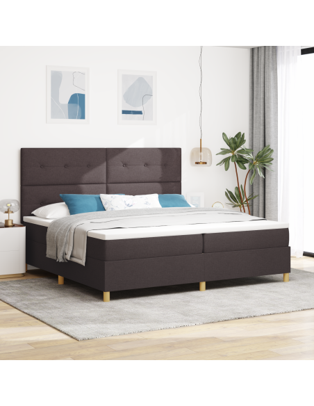 Letto a Box con Materasso & LED Marrone Scuro 200x200 cm Tessuto