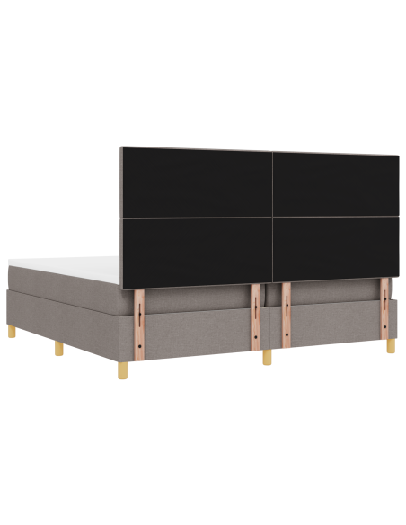 Letto Box Spring con Materasso e LED Tortora 200x200 cm Tessuto