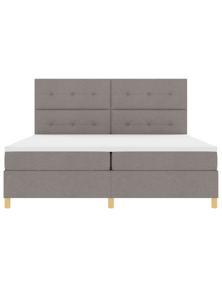 Letto Box Spring con Materasso e LED Tortora 200x200 cm Tessuto