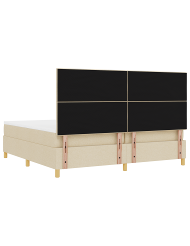 Letto a Sorgente LED con materasso Crema 200 x 200 cm Tessuto