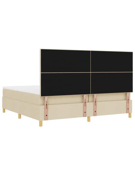 Letto Box Spring con Materasso e LED Crema 200x200 cm Tessuto