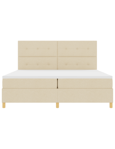 Letto a Sorgente LED con materasso Crema 200 x 200 cm Tessuto