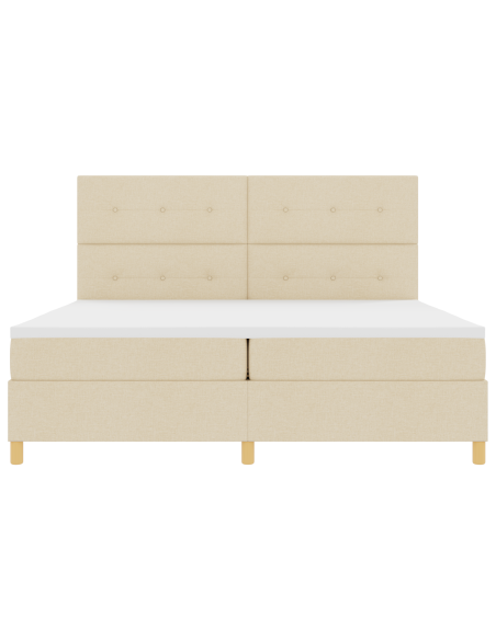 Letto Box Spring con Materasso e LED Crema 200x200 cm Tessuto