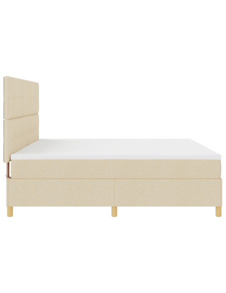 Letto a Sorgente LED con materasso Crema 200 x 200 cm Tessuto