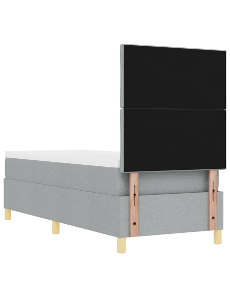 Letto box spring con materasso e LED grigio chiaro 80x200 cm tessuto