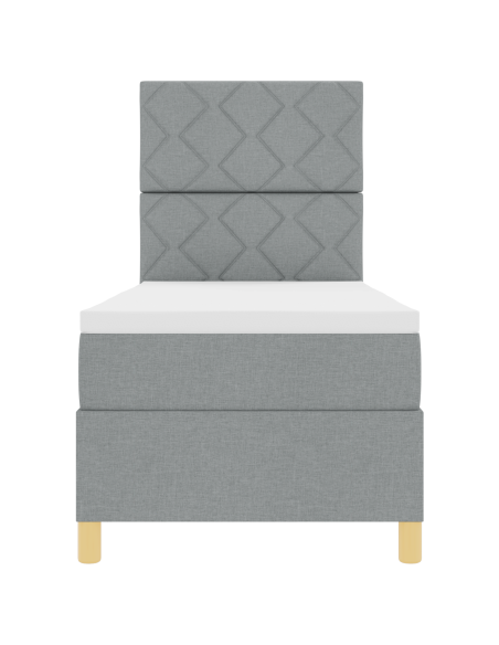 Letto box spring con materasso e LED grigio chiaro 80x200 cm tessuto
